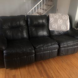 Black Leather Recliner Sofa