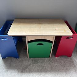 Toddler Table, Chairs And Storage Bin
