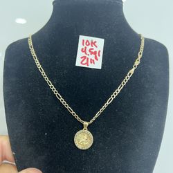 10K Yellow Gold and Pendant For Wedding 4.5Gr 21 Inches Long 