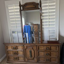 Wooden Dresser With Mirror 