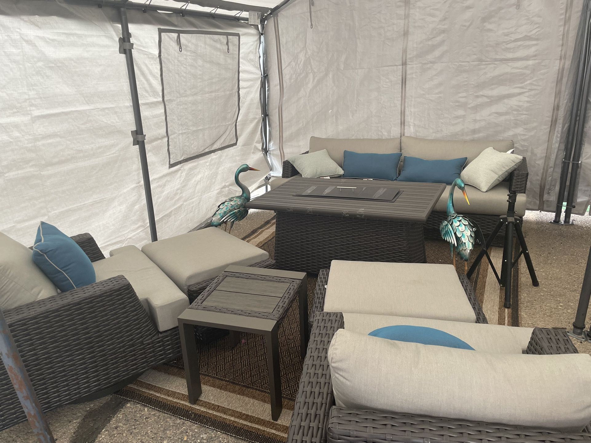 Wicker Patio Set With Firepit