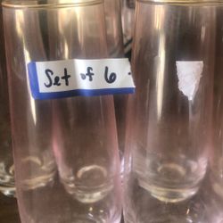 6 Rose And Gold Stemless Champagne Glasses