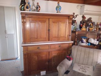 Oak Wood Cabinet W Marble Mid Top