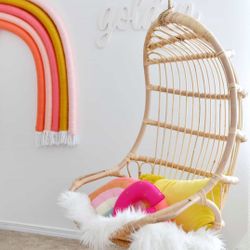 Serena & Lily Hanging Rattan Chair & cushion LIKE NEW! 