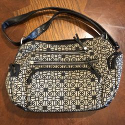Time and Tru Multi Compartment Kam Hobo Bag Grey Jacquard