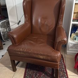 Brown Leather High Back Chair