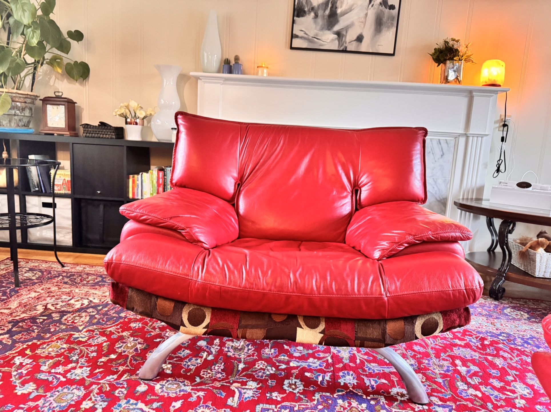 4 Piece Red Leather Sofa Set