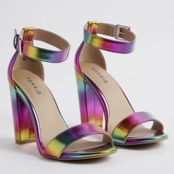 4H Rainbow Metallic Tapered Heel