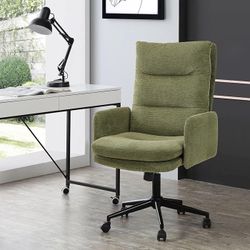 High-Back Home Office Chair,Upholstered Desk Chair with Armrests,Height Adjustable Armchair with Wheels, Swivel Office Desk Chair, Ergonomic Computer 