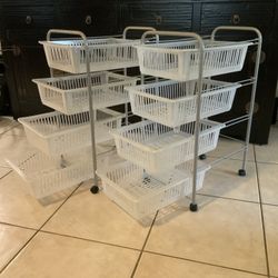 2 Four Drawer Rolling Cart Sliding Organization Storage Craft Storage Rack The Container Store 