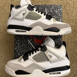 Size 10 (Pre owned, with box, no white laces) - Air jordan 4 retro military black