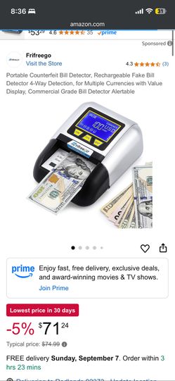 Counterfeit money counter chargeable