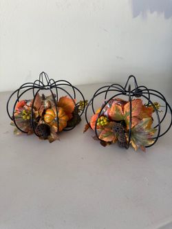 Fall Pumpkin Wire Decor Set of 2