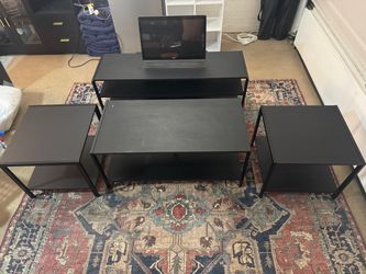 Mainstay living Room 4 Piece Set with Reversible Tops, natural and black