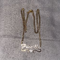 Priscilla Diamond Necklace Gold Plated 18 Inch Chain