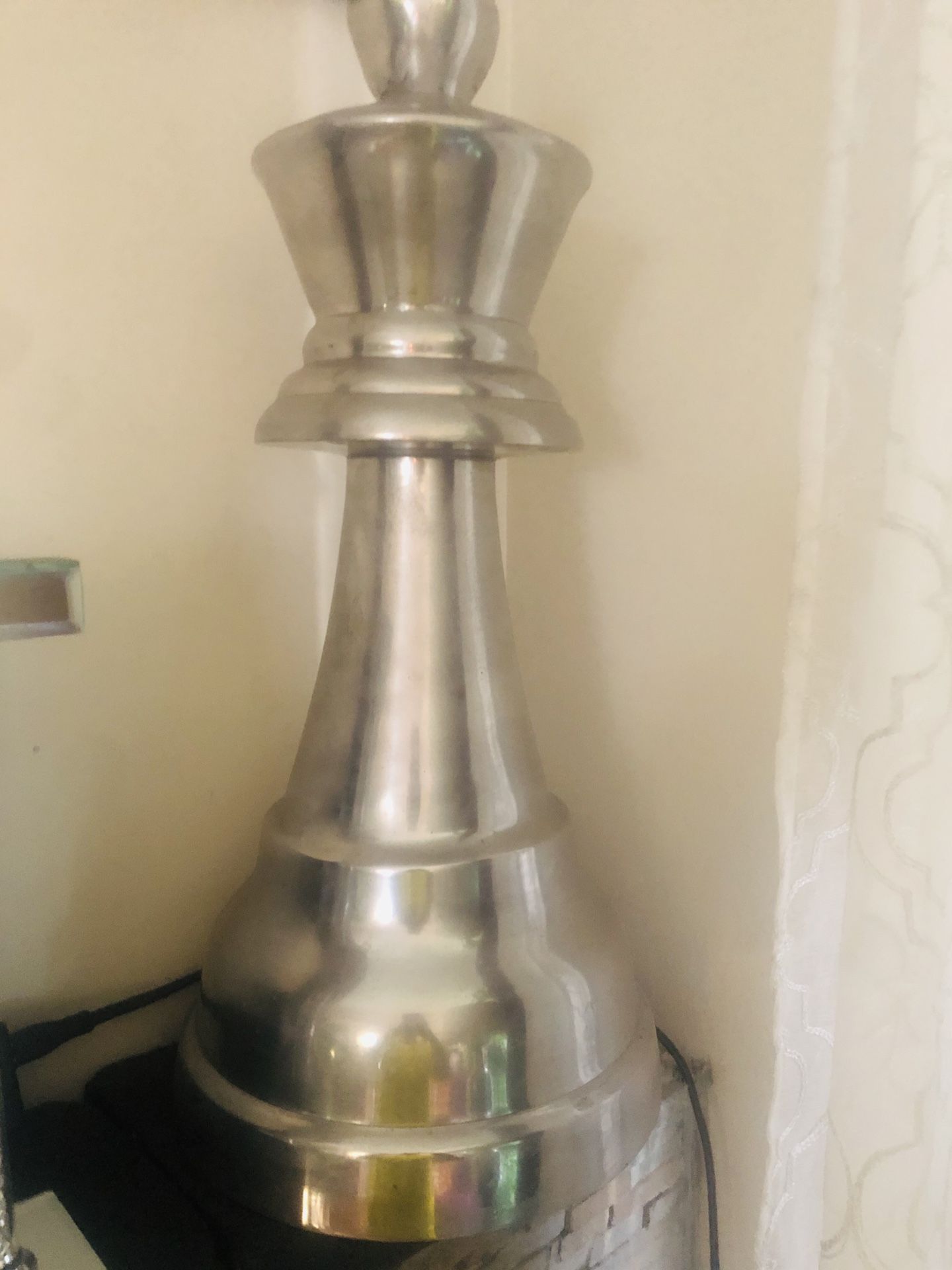 Large silver decorative chess piece decor