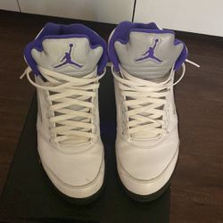 Jordan 5, White and Purple, Men’s 105