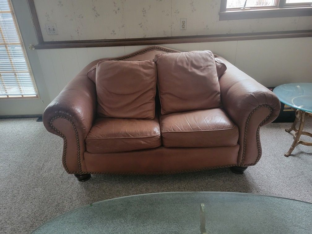 Brown Leather Loveseat