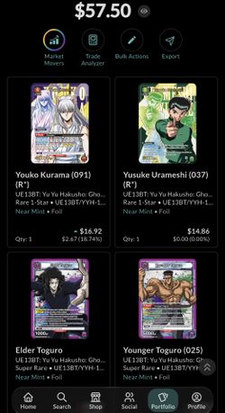 Union Arena Yu Yu Hakusho Trading Cards