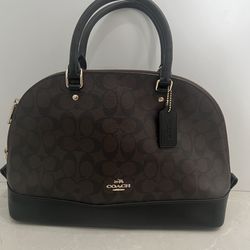 Coach Signature Dome Satchel Brown Monogram Handbag Purse