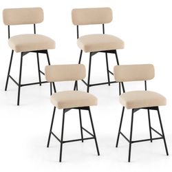 4 Counter Stools,  Cream And Black 