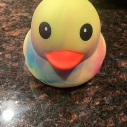 Squeezy Tie Dye Rubber Duck Squishy Sensory Fidget Toy Multicolor Yellow