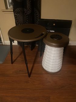 LED Camping Table Set with Stools, 300lbs Capacity Adjustable Height Folding Table & Chairs, All-in-One Compact Design for Outdoor, Camping, Picnic, T