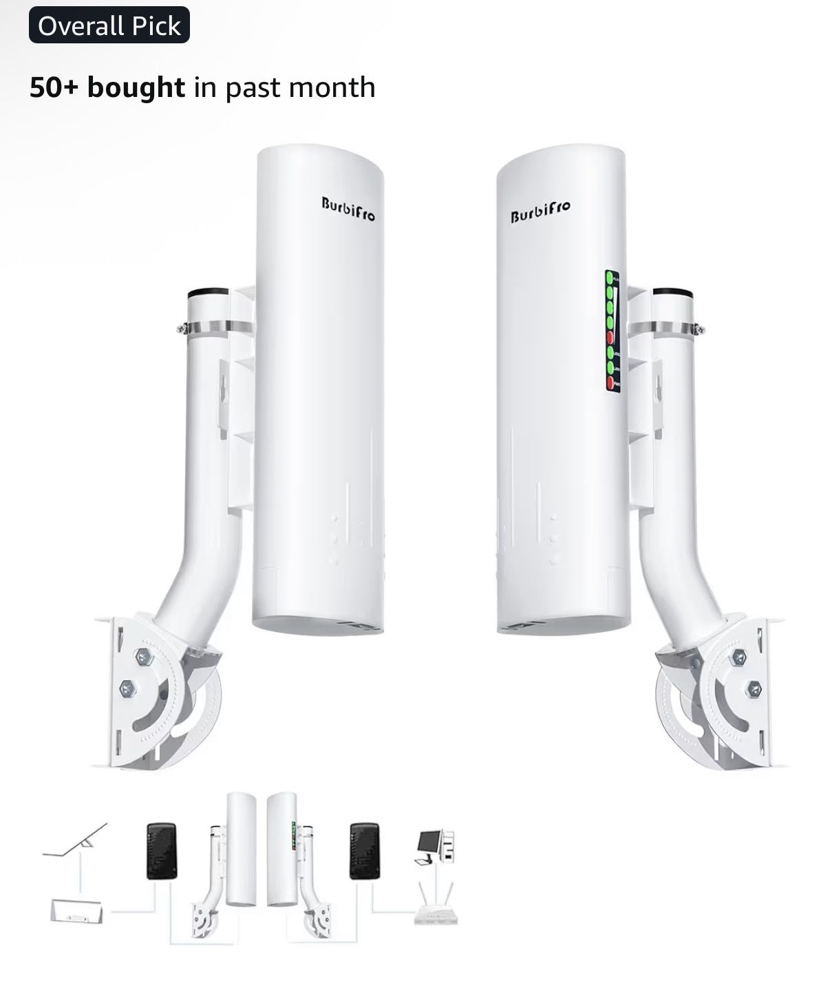 Burbifro Point to Point Starlink Internet Wireless Long Range Transmission with Bracket for Starlink Gen 3 Router, Starlink WiFi Extender, 5.8GHz 3KM