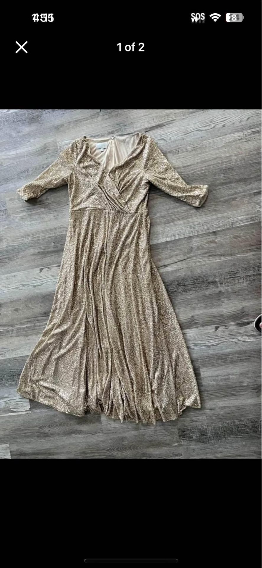 Oleg Cassini Gold Sequin Gown