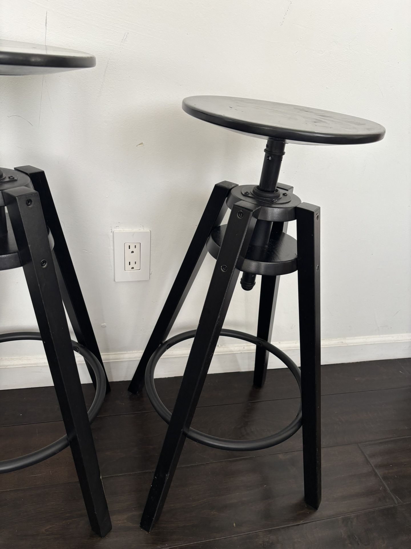 Set of IKEA Dalfred Adjustable Bar Stools – Black