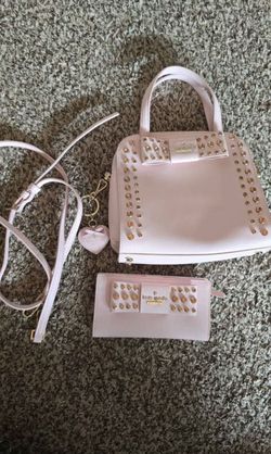 Kate spade baby pink with rhinestones purse and wallet set