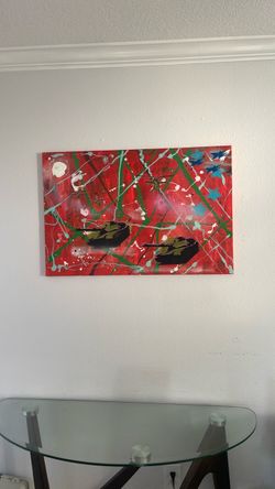 “buy art not war” acrylic pop art painting