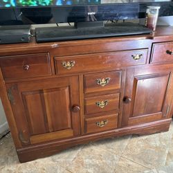  Antique Solid Cherry Wood Dresser With Top Piece 