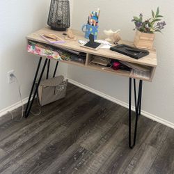Small Beige With Black Legs Desk