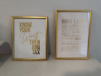 Set of 2 Gold Framed Motivational Wall Art Prints