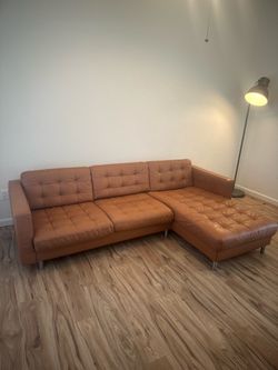 IKEA brown leather couch/sofa with chaise