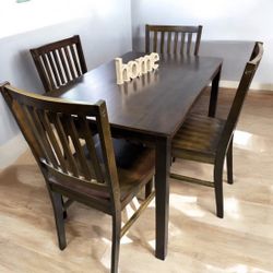 5 Piece Brown Wood Dining Kitchen Set 