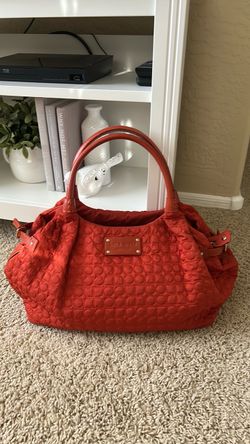 Kate Spade Orange Quilted Nylon Purse Tote Bag