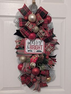 Merry And Bright Christmas Door Swag-Wreath 