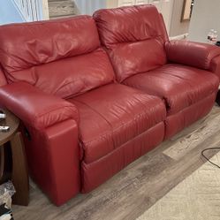 Real Leather Manual Reclining Loveseat