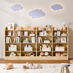 Set of 2pcs  5 Tier Kids Bookshelf, 10 Cubbies Kids Toy Storage Organizer,Toddler Bookcase Storage Cabinet for Playroom, Bedroom, Kids Room, Reading N