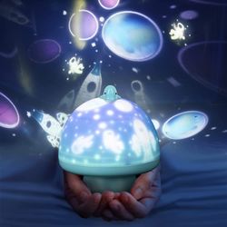 Kids Mushroom Star Projector Night Light with music rechargeable Pink