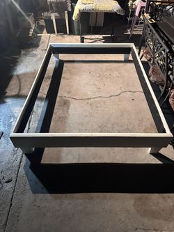 White Leather Queen Bed frame
