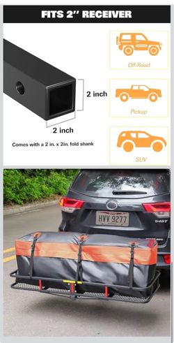 WEIZE Folding Hitch Mount Cargo Carrier 60" x 20" x 6", 500 lbs Capacity Hitch Cargo Rack with Waterproof Bag, Hitch Stabilizer,Net and Straps for SUV