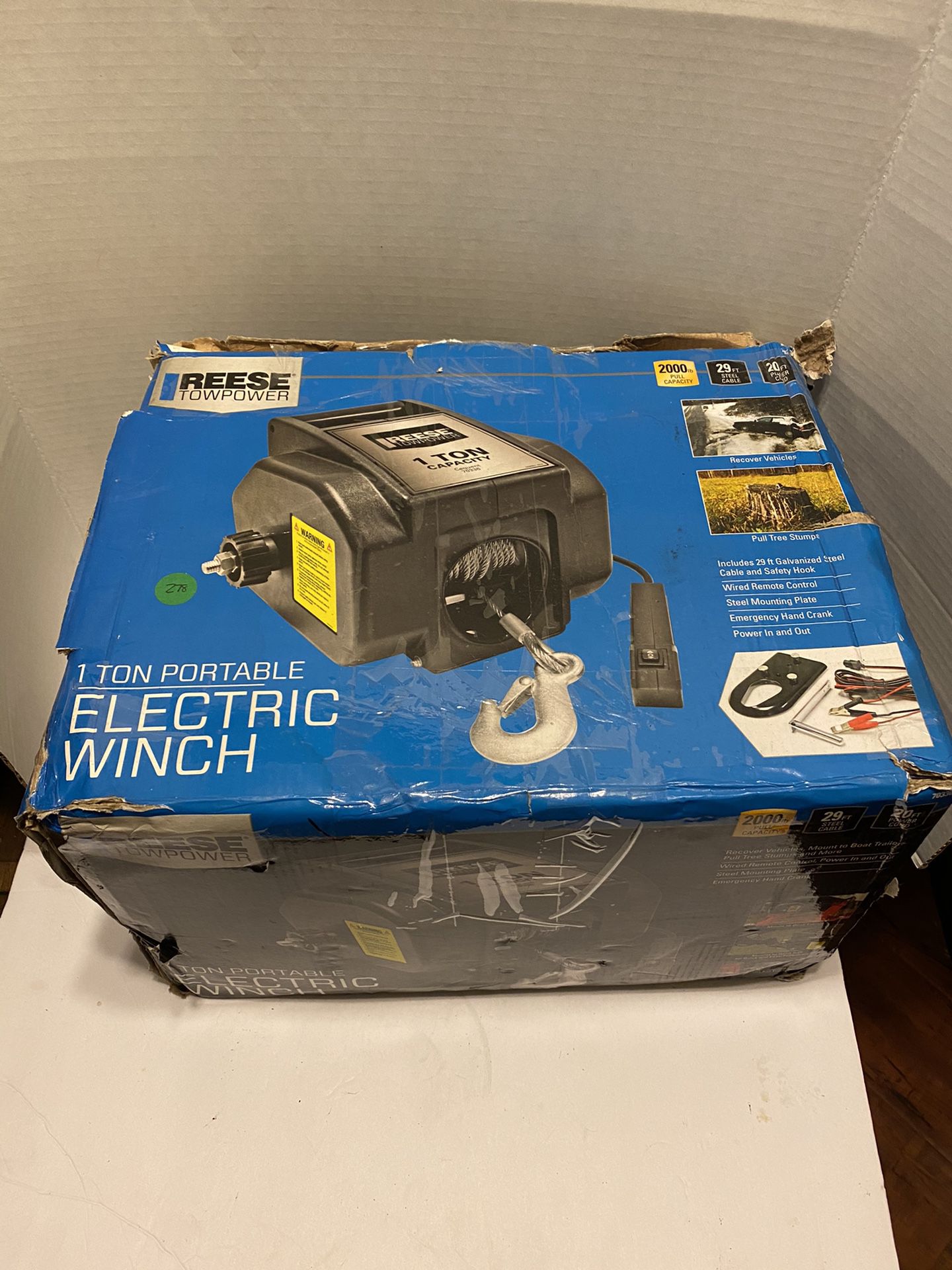 Reese Towpower 70336 1-Ton Portable Electric Winch