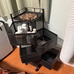 5 Tiered Black Rolling Cart