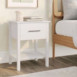Set of 2 New White Nightstands or Side Tables with Storage Drawer