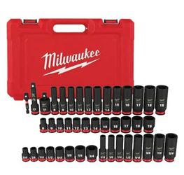SHOCKWAVE 3/8 in. Drive SAE and Metric 6 Point Impact Socket Set (43-Piece)