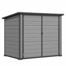 ❤️🔥 #B 5 W ft. x 3 D ft. Resin Trash Can Storage Shed Outdoor Cabinet Waterproof with Reinforced Floor (15.4 sq. ft.) $150