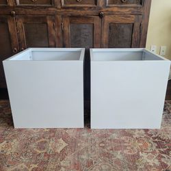 Steel Planter Box, 20" x 20" x 20" Square Planter Metal Box Tall Planters Heavy Duty Plant Boxes for Indoor Outdoor Tall Plants, Flowers or Shrubs (Wh